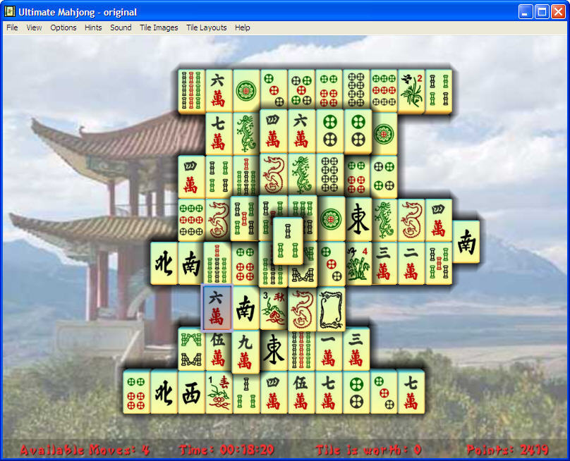 Ultimate Mahjongg 1.2 : Main window