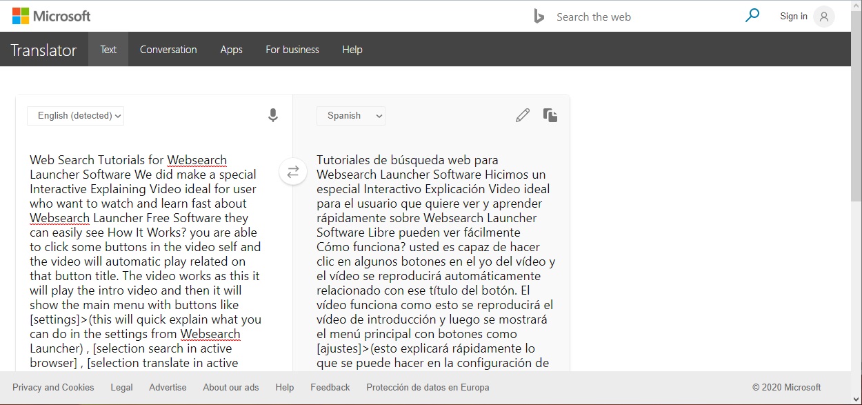 Websearch Launcher 1.0 : Bing Translator
