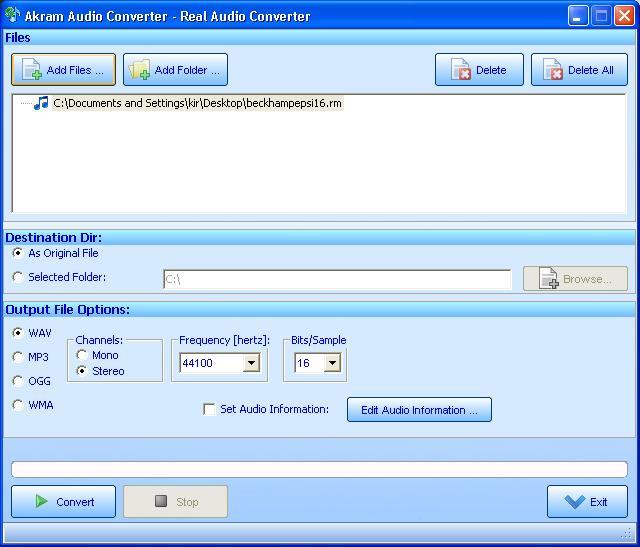 Akram Audio Converter 6.0 : Converter Window