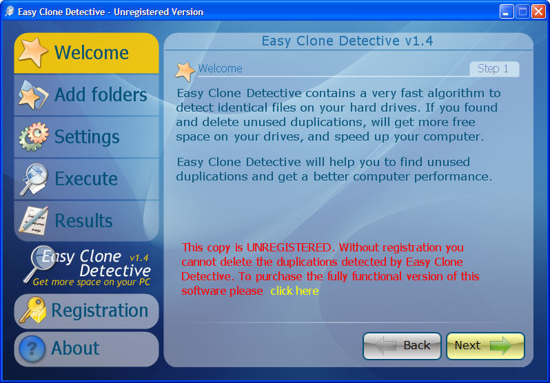 Easy Clone Detective 1.4 : Main Window