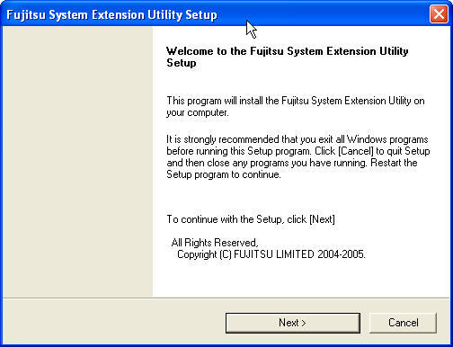Fujitsu System Extension Utility 1.1 : Main window