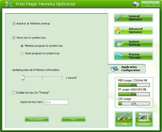 Magic Memory Optimizer 8.1 : Application Configuration