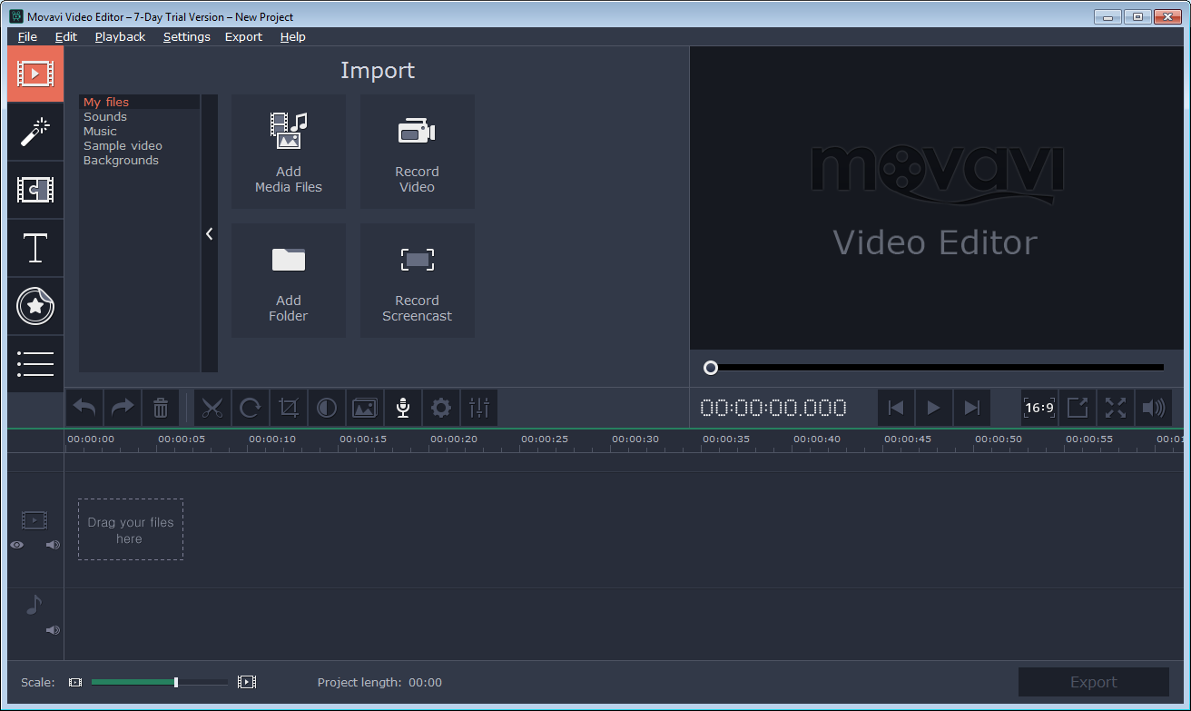 Movavi Video Editor 14.5 : Main window