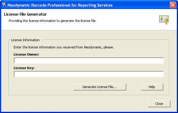 Neodynamic Barcode Professional for Reporting Services 7.0 : Main window