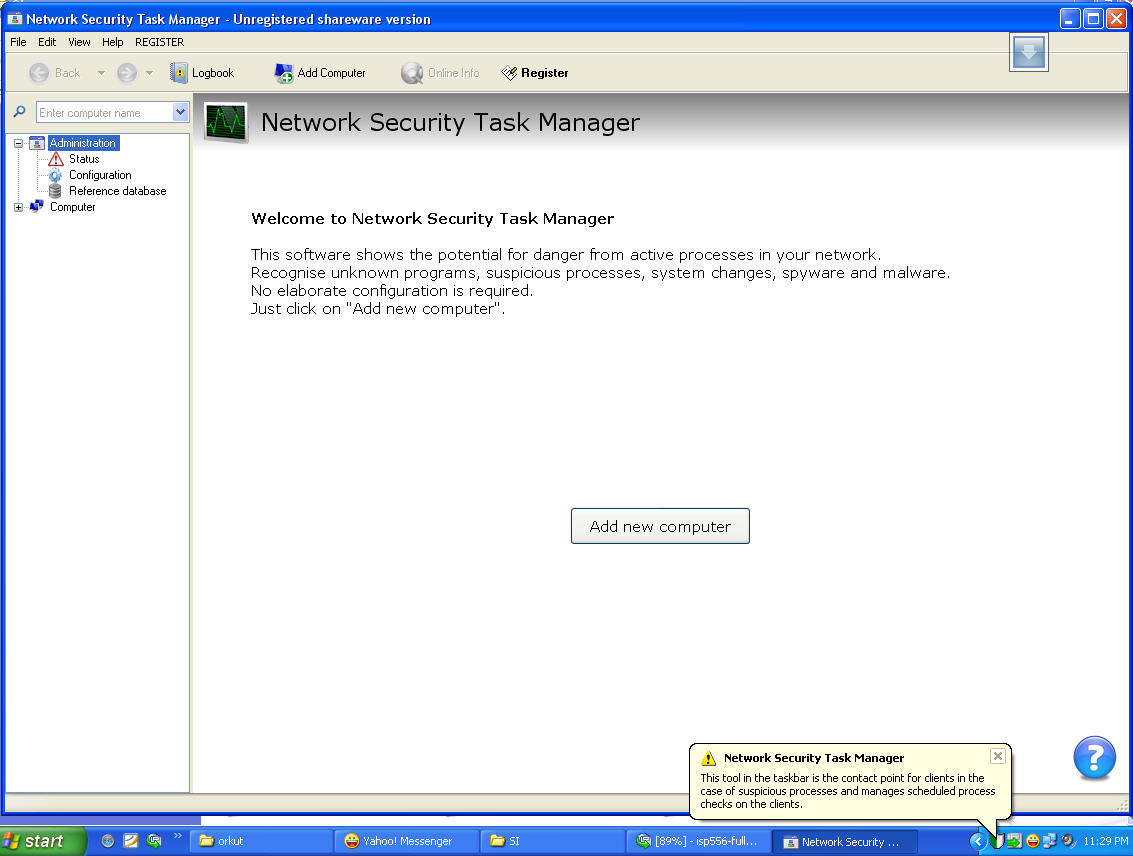 Network Security Taskmanager 1.0 : Default Interface