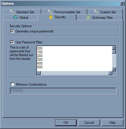 Password Generator Professional 5.4 : Options