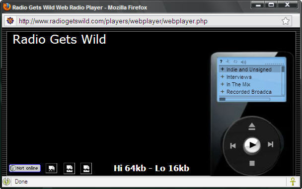Radio Gets Wild Radio Player 1.0 : Main window