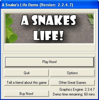 A Snake's Life 2.2 : Startup Dialog