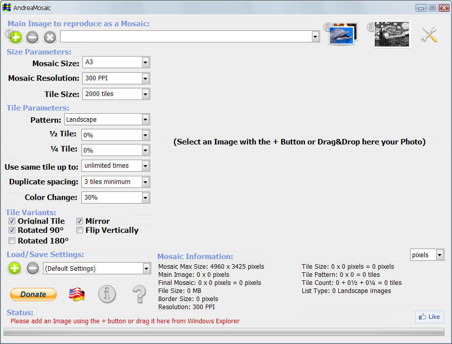 AndreaMosaic 3.3 beta : Main window
