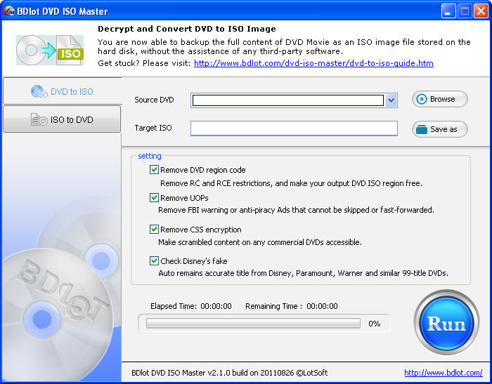 BDlot DVD ISO Master 2.1 : Main Window