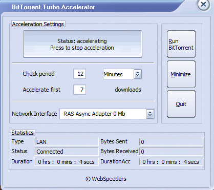 BitTorrent Turbo Accelerator 5.5 : Main window