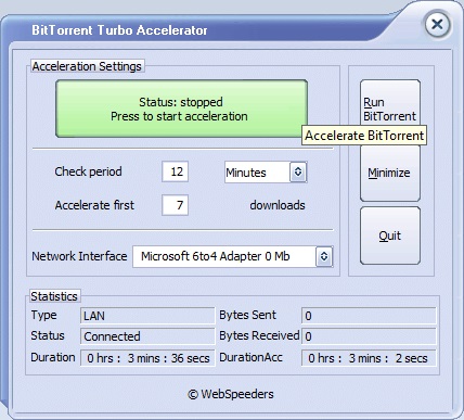 BitTorrent Turbo Accelerator 5.6 : Stop Acceleration