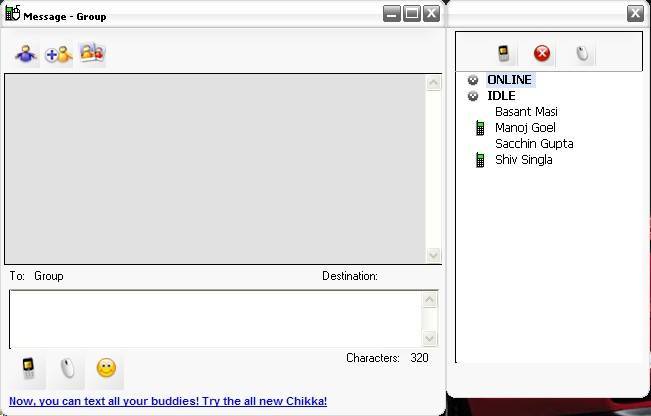 Chikka TXT Messenger 3.0 : Window for Sending Message to a Group of Buddies