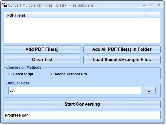 Convert Multiple PDF Files To TIFF Files Software 7.0 : Main Window