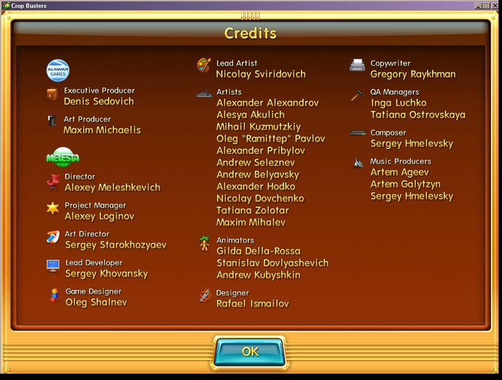 Crop Busters : Credits