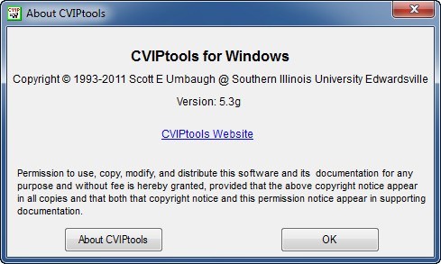 CVIPtools 5.3 : About Window