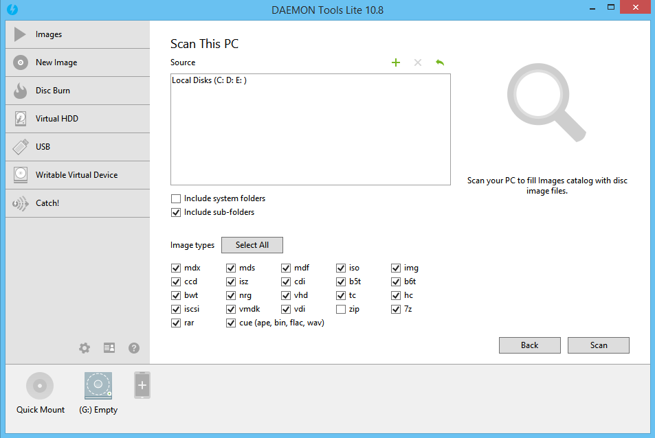 DAEMON Tools Lite 10.8 : Main interface