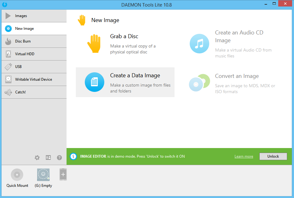 DAEMON Tools Lite 10.8 : New image window