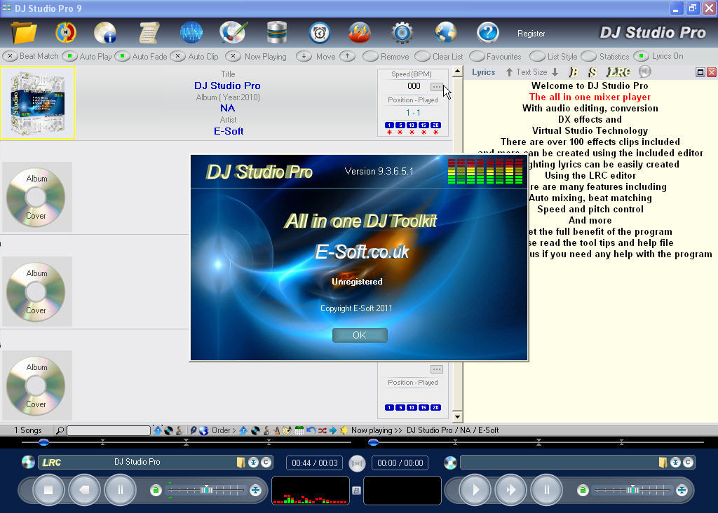DJ Studio Pro 9.3 : Main View