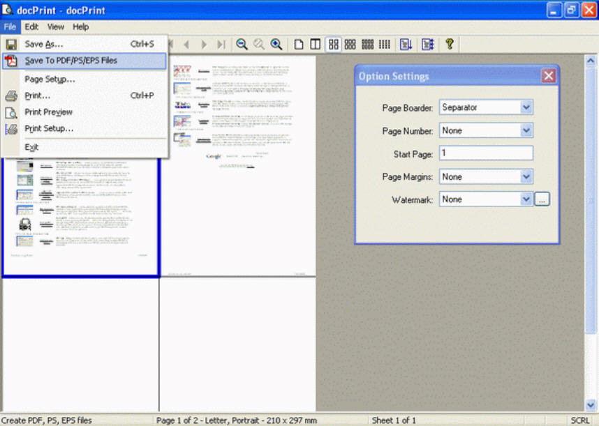 Document Printer (docPrint) 5.0 : Main window