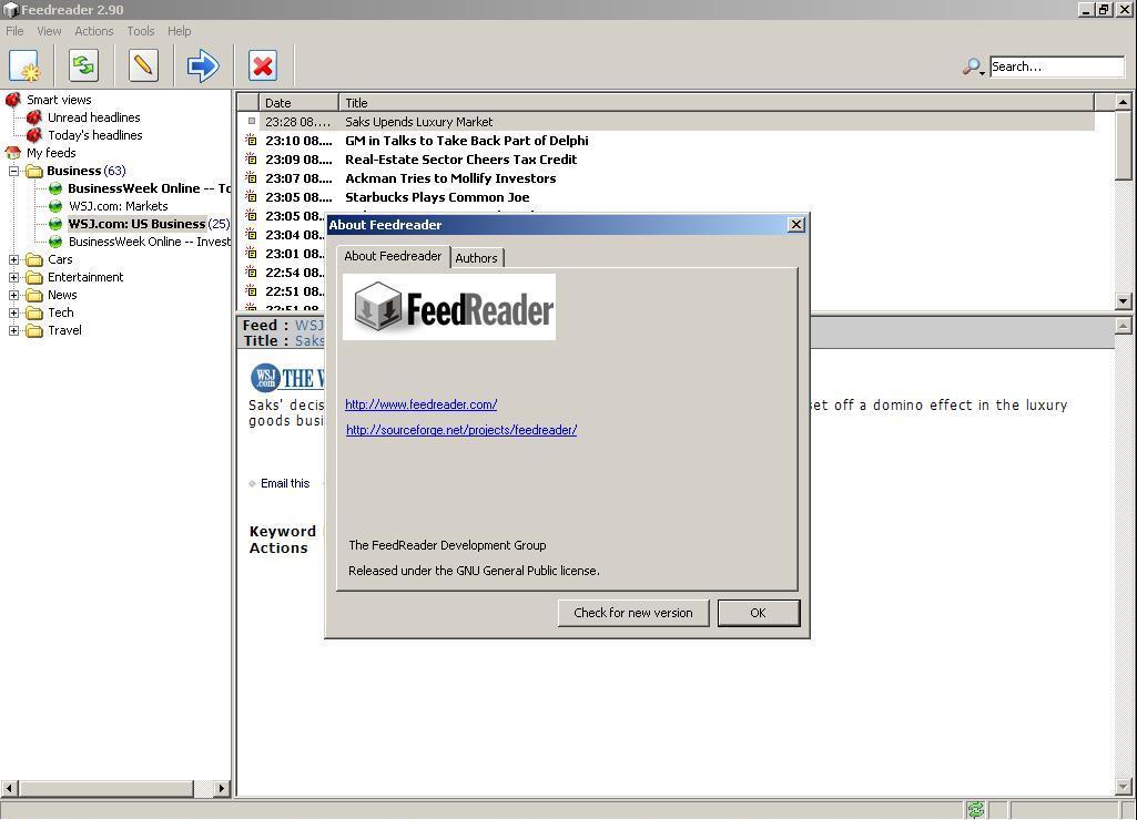 FeedReader 2.9 : Software Info