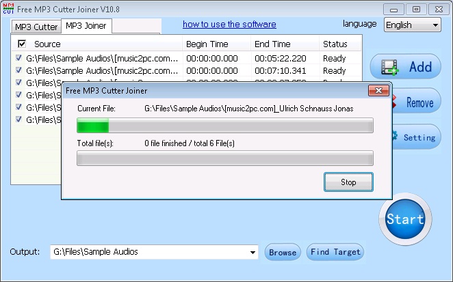 Free MP3 Cutter Joiner 10.8 : Merging Files