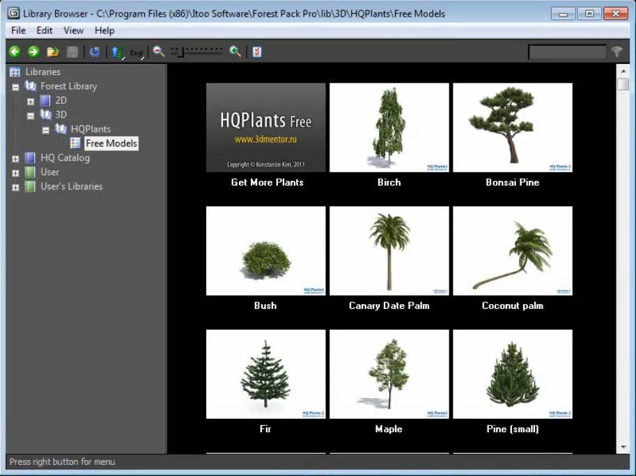 HQ Plants Catalog 1.3 : Library Browser Window