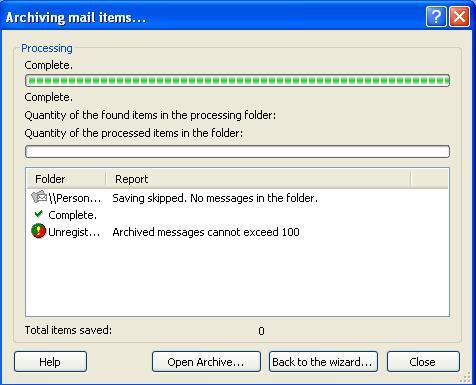 HTML Email Archiver 2.0 : Main window
