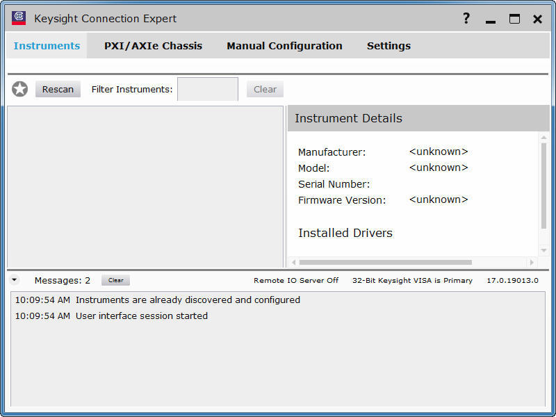 Keysight IO Libraries Suite 17.0 : Main Interface