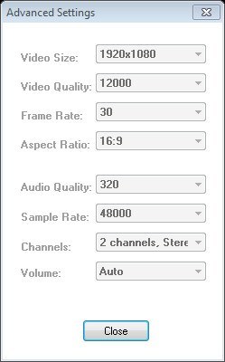 Leap Free AVI FLV MP4 WMV to HD Video Converter 5.0 : Advanced Settings