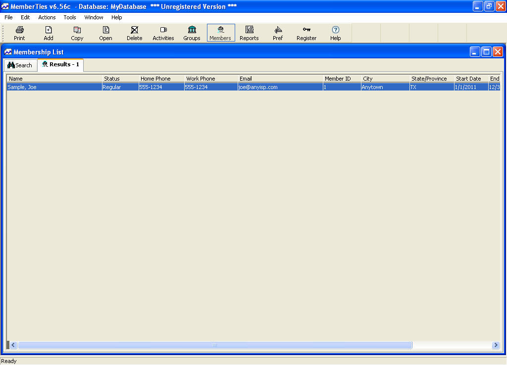 MemberTies 6.5 : Main window