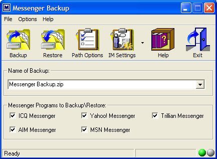 Messenger Backup 3.5 : Main Window