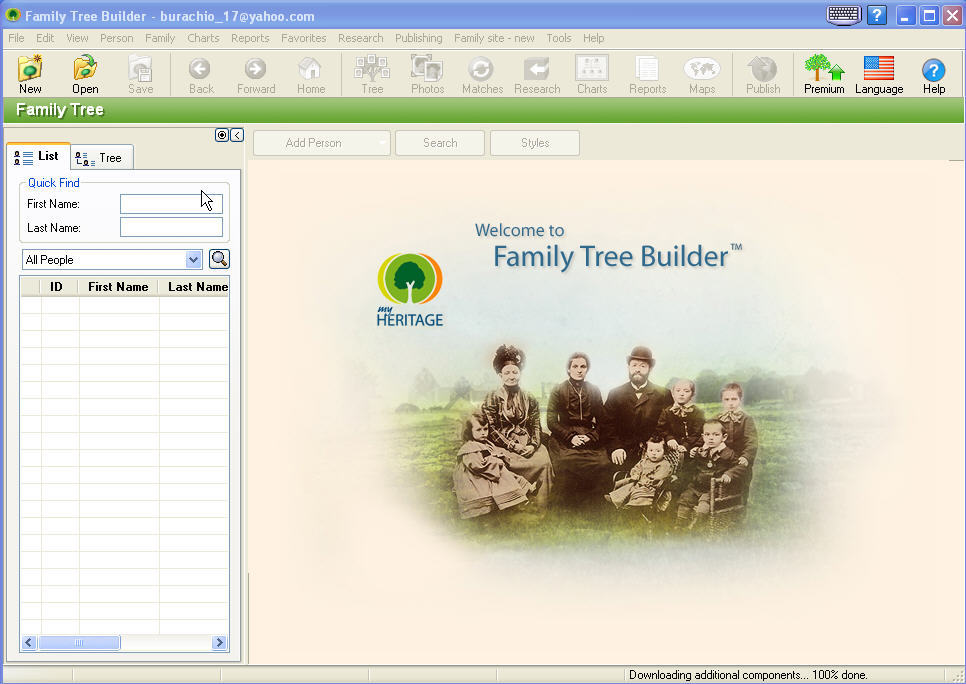 MyHeritage Family Tree Builder 6.0 : Main window