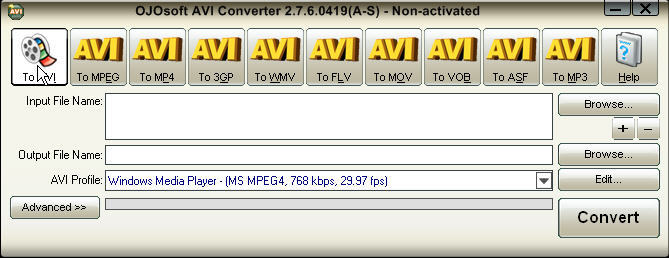 OJOsoft AVI Converter 2.7 : Main window