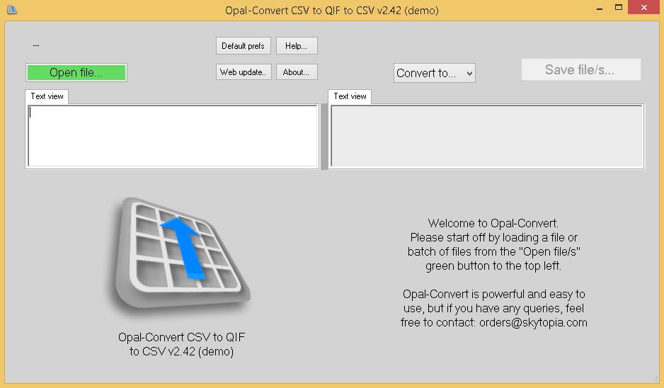 Opal-Convert Excel/CSV to QIF to CSV 2.4 : Main Window