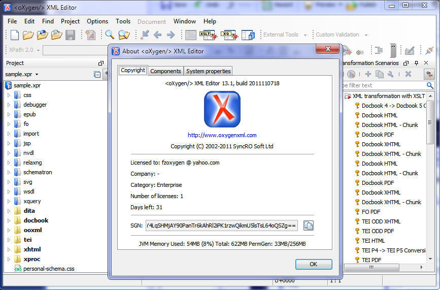 Oxygen XML Editor 13.1 : Main Window