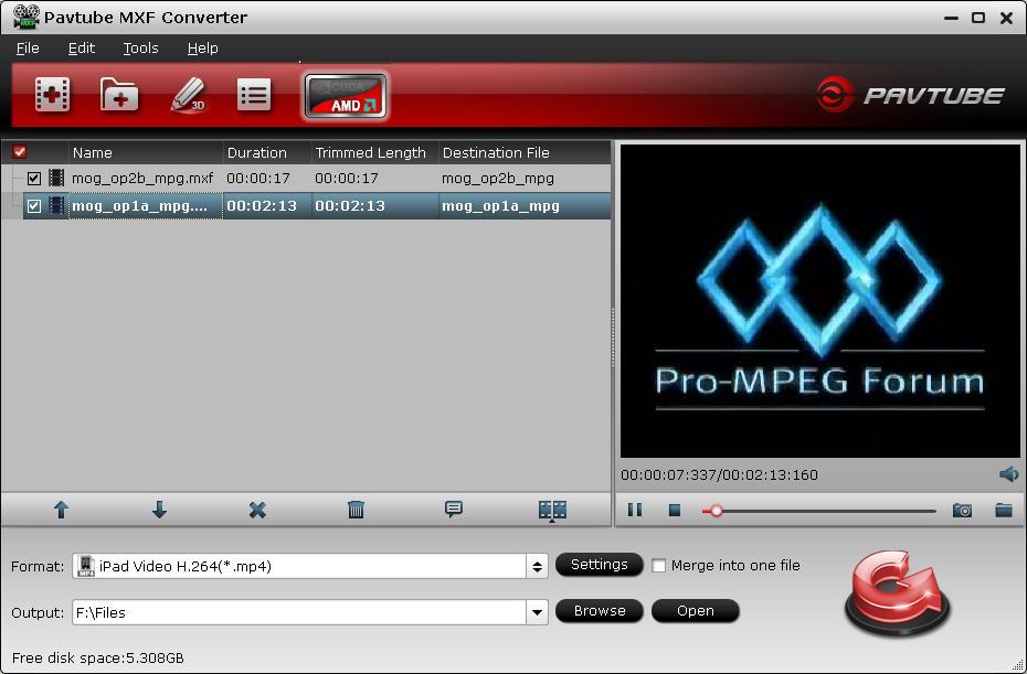 Pavtube MXF Converter 1.2 : Select and Preview File