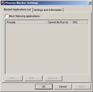Process Blocker 1.0 : Start Window