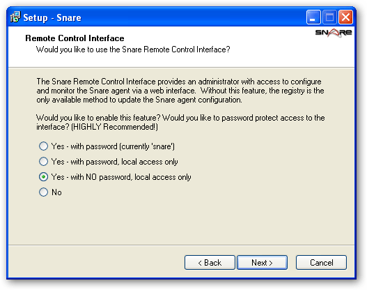 Snare 3.1 : Remote control interface setting up