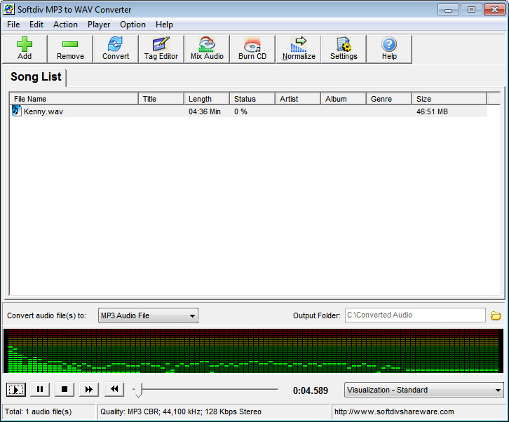 Softdiv MP3 to WAV Converter 3.2 : Main Window
