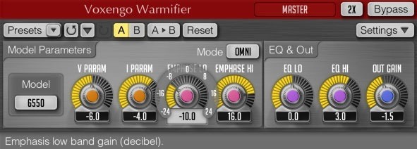 Voxengo Warmifier 2.1 : Main Interface