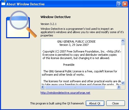 Window Detective 3.2 : About window