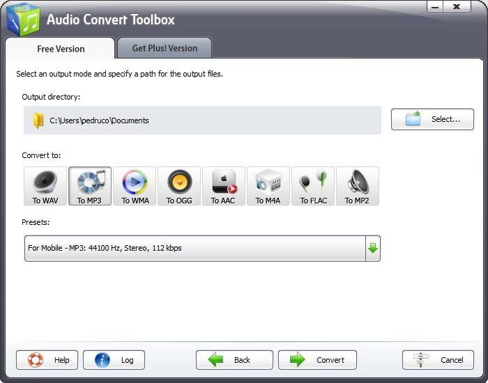 Audio Convert Toolbox 5.0 : Choose Format Screen