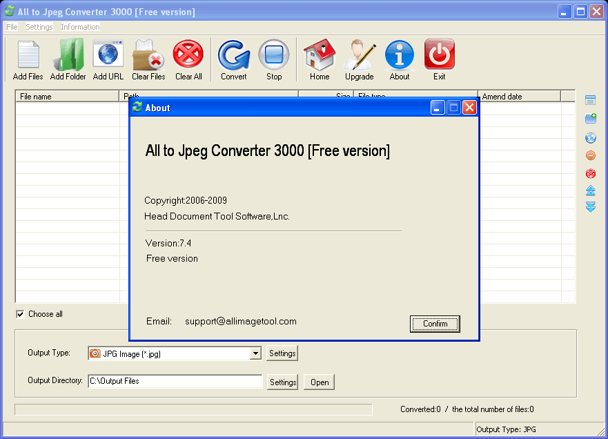 All to Jpeg Converter 3000 7.4 : Main window.