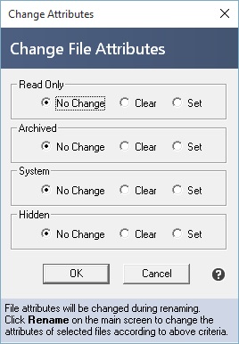 Bulk Rename Utility 3.0 : Change file attributes