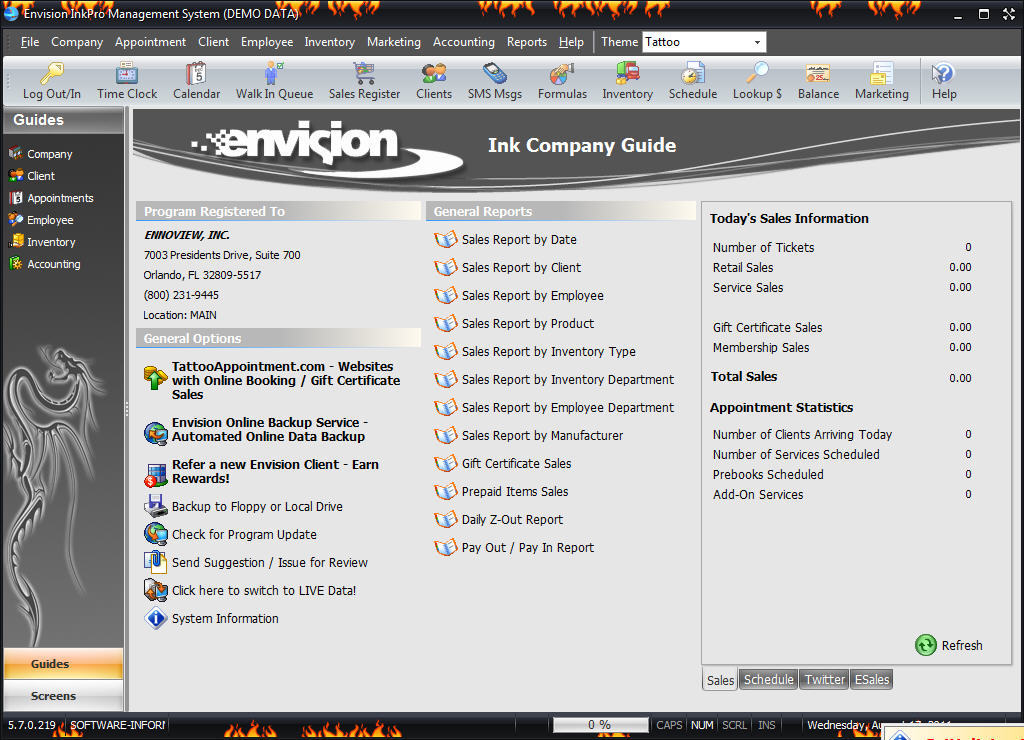 Envision Ink Management System 5.7 : Main window