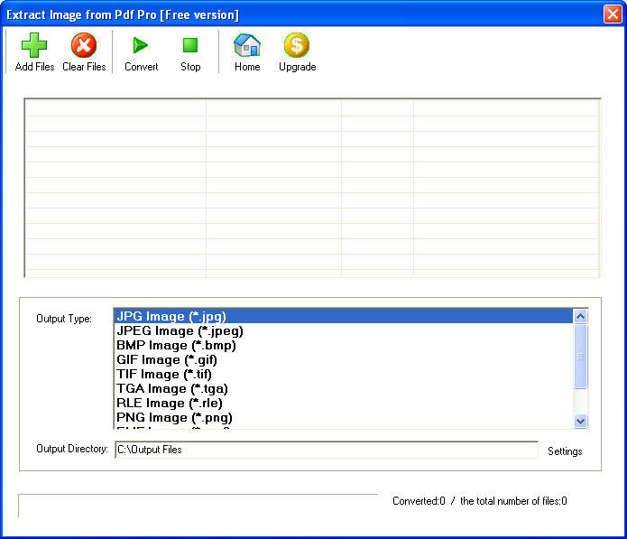 Extract Image from Pdf Pro 6.9 : Main Window