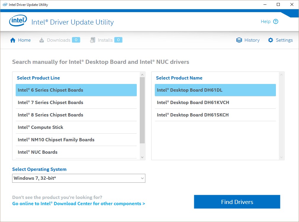 Intel Driver Update Utility 2.2 : Manual Selection