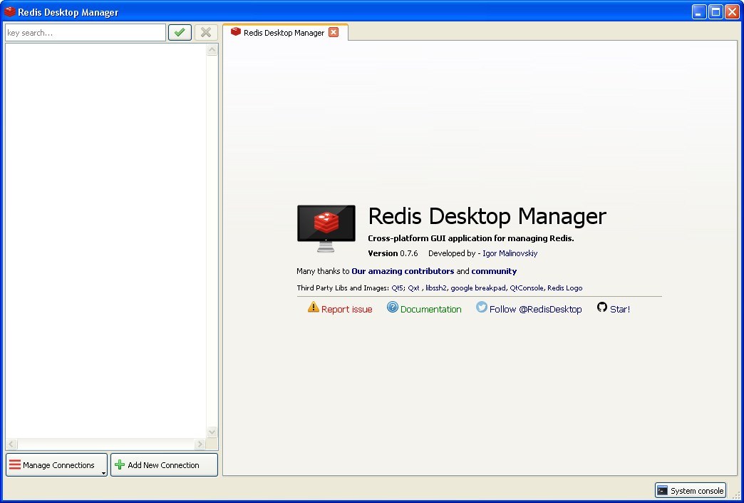 Redis Desktop Manager 0.7 : Main Window