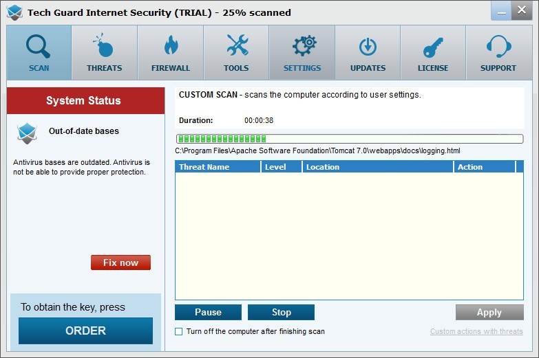 Tech Guard Internet Security 1.1 : Scanning Window